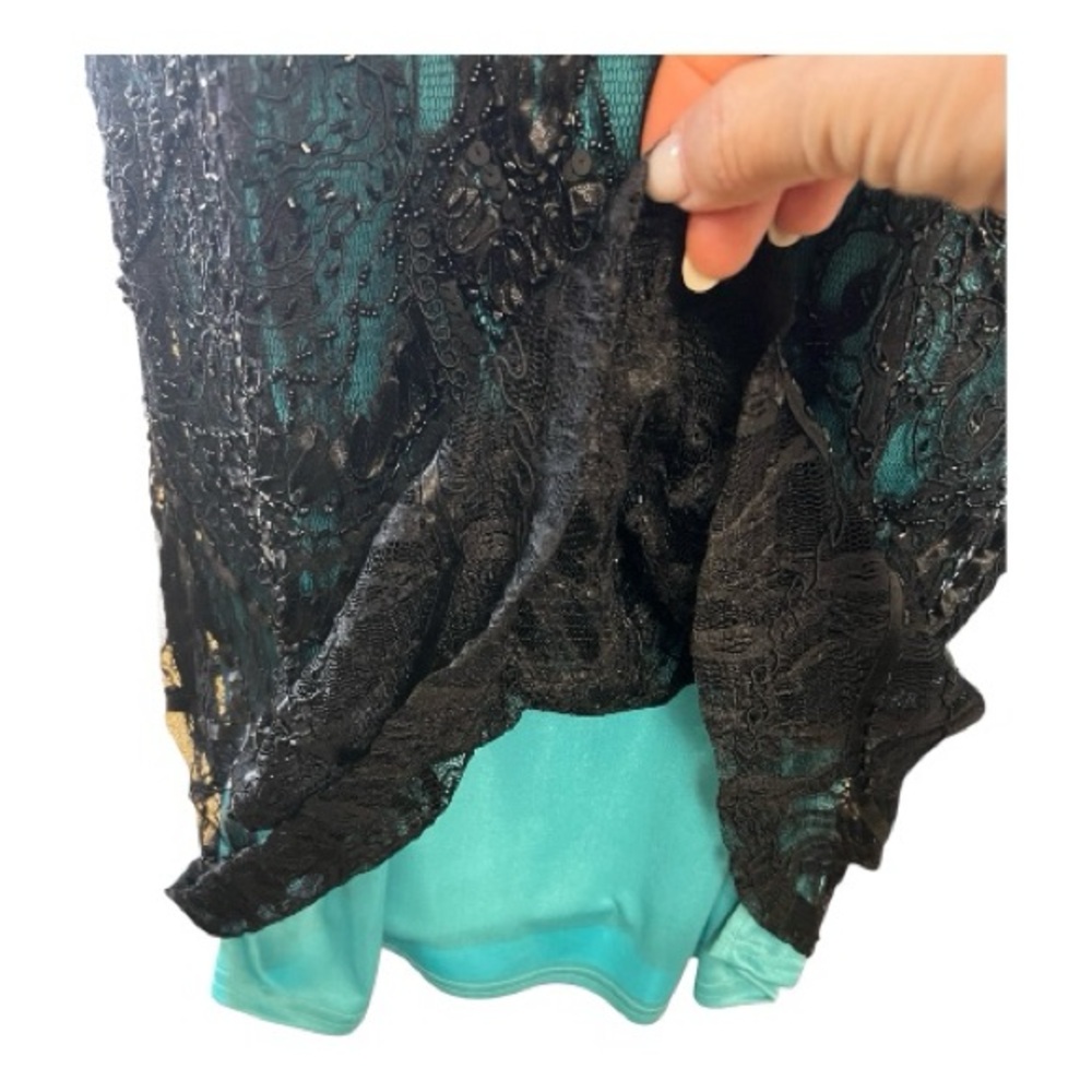 🖤 Black & Teal Beaded Cocktail Dress | Side Zipper | Elegant Evening Glam ✨ - Picture 7 of 9
